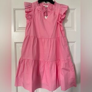 NWT Adorable bubble gum pink flutter sleeve girls dress.